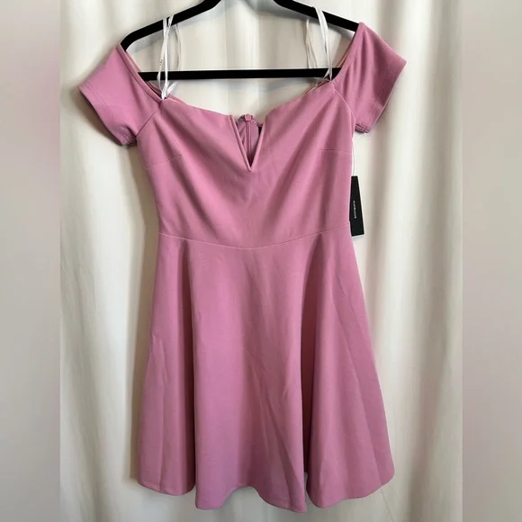 NWT Lulu’s Purple Off the Shoulder Skater Mini Dress Size M - Picture 1 of 5